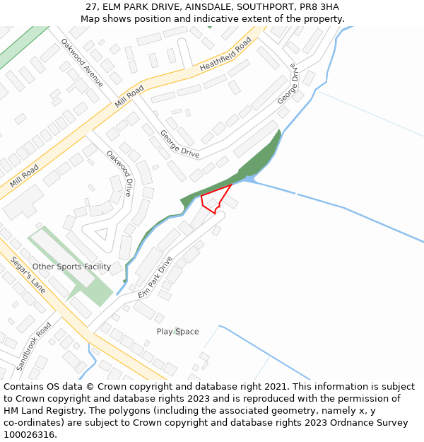 27, ELM PARK DRIVE, AINSDALE, SOUTHPORT, PR8 3HA: Location map and indicative extent of plot