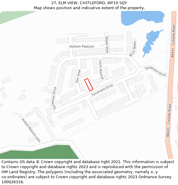 27, ELM VIEW, CASTLEFORD, WF10 5QY: Location map and indicative extent of plot