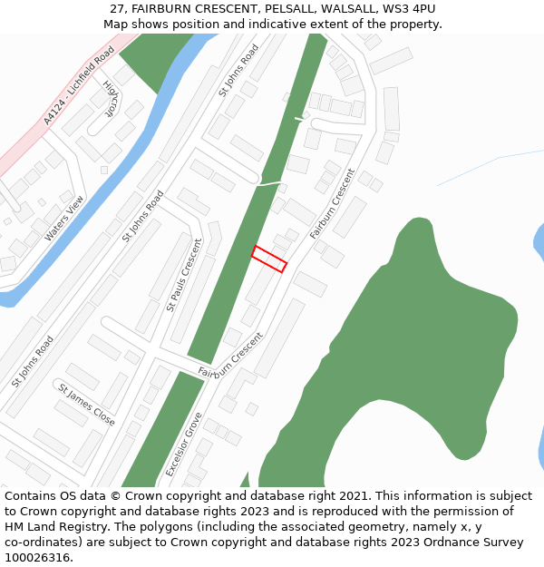 27, FAIRBURN CRESCENT, PELSALL, WALSALL, WS3 4PU: Location map and indicative extent of plot