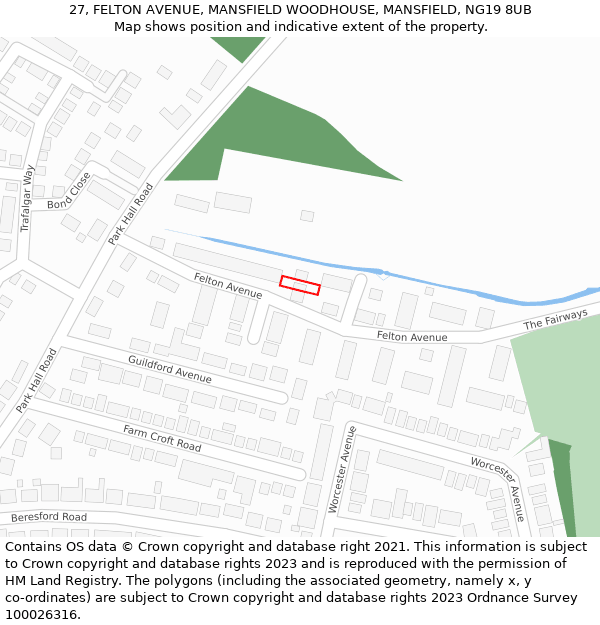 27, FELTON AVENUE, MANSFIELD WOODHOUSE, MANSFIELD, NG19 8UB: Location map and indicative extent of plot