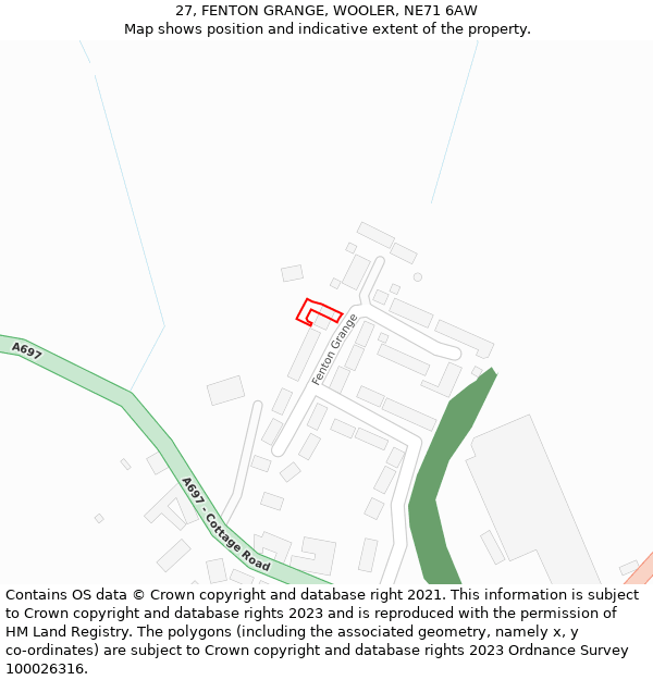 27, FENTON GRANGE, WOOLER, NE71 6AW: Location map and indicative extent of plot