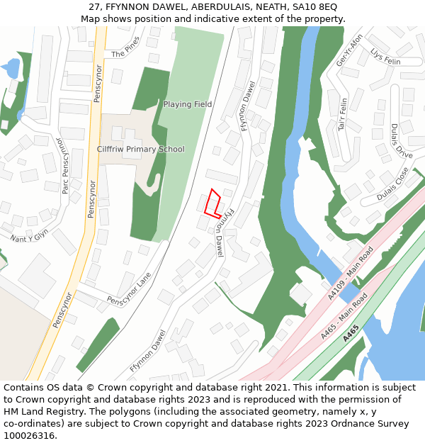 27, FFYNNON DAWEL, ABERDULAIS, NEATH, SA10 8EQ: Location map and indicative extent of plot