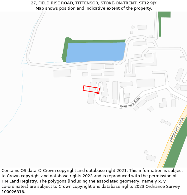 27, FIELD RISE ROAD, TITTENSOR, STOKE-ON-TRENT, ST12 9JY: Location map and indicative extent of plot