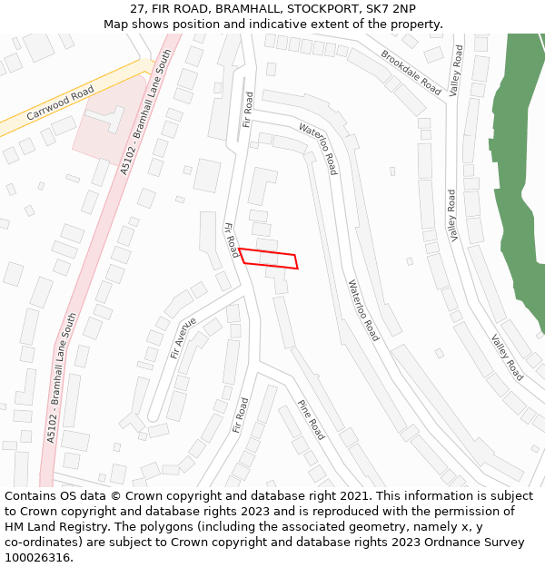 27, FIR ROAD, BRAMHALL, STOCKPORT, SK7 2NP: Location map and indicative extent of plot