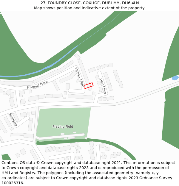 27, FOUNDRY CLOSE, COXHOE, DURHAM, DH6 4LN: Location map and indicative extent of plot