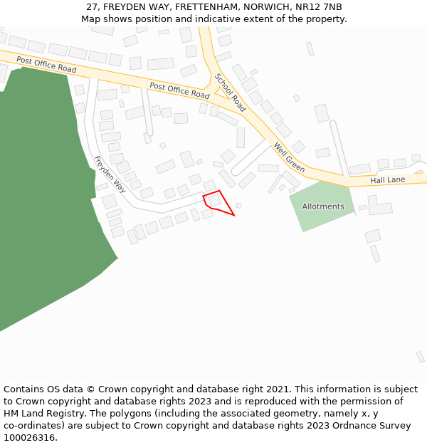 27, FREYDEN WAY, FRETTENHAM, NORWICH, NR12 7NB: Location map and indicative extent of plot