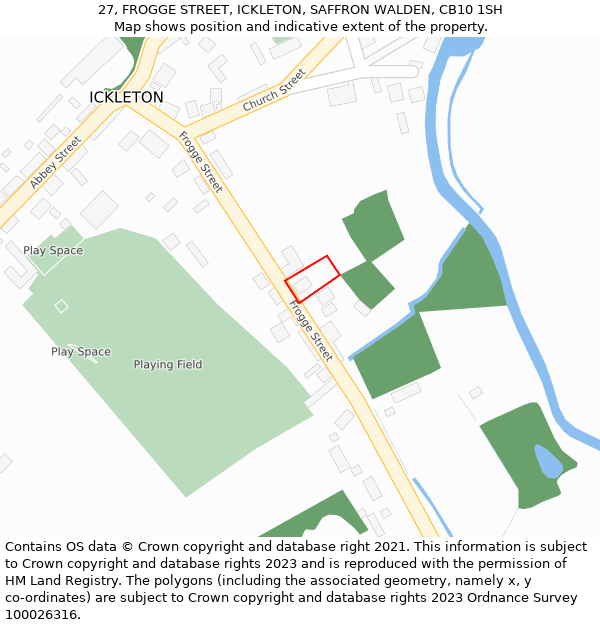 27, FROGGE STREET, ICKLETON, SAFFRON WALDEN, CB10 1SH: Location map and indicative extent of plot