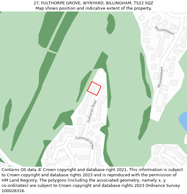 27, FULTHORPE GROVE, WYNYARD, BILLINGHAM, TS22 5QZ: Location map and indicative extent of plot