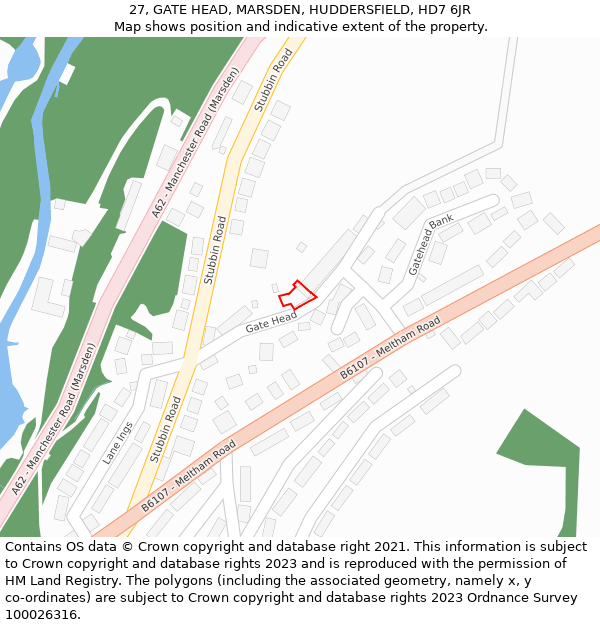 27, GATE HEAD, MARSDEN, HUDDERSFIELD, HD7 6JR: Location map and indicative extent of plot