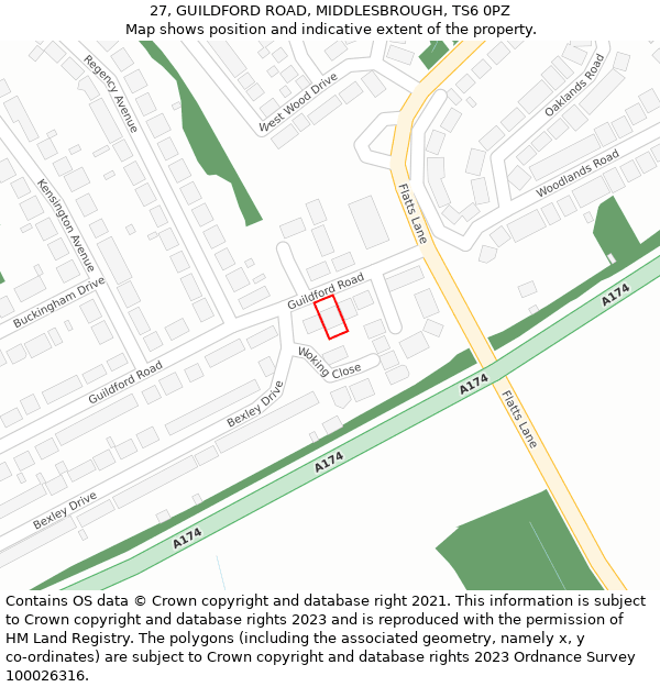 27, GUILDFORD ROAD, MIDDLESBROUGH, TS6 0PZ: Location map and indicative extent of plot