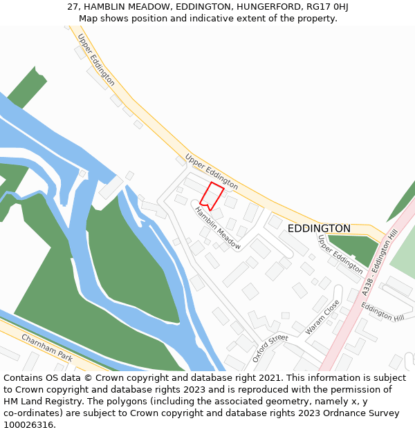 27, HAMBLIN MEADOW, EDDINGTON, HUNGERFORD, RG17 0HJ: Location map and indicative extent of plot