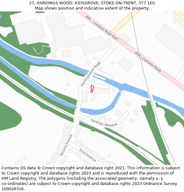 27, HARDINGS WOOD, KIDSGROVE, STOKE-ON-TRENT, ST7 1EG: Location map and indicative extent of plot