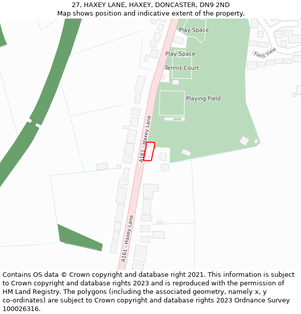 27, HAXEY LANE, HAXEY, DONCASTER, DN9 2ND: Location map and indicative extent of plot