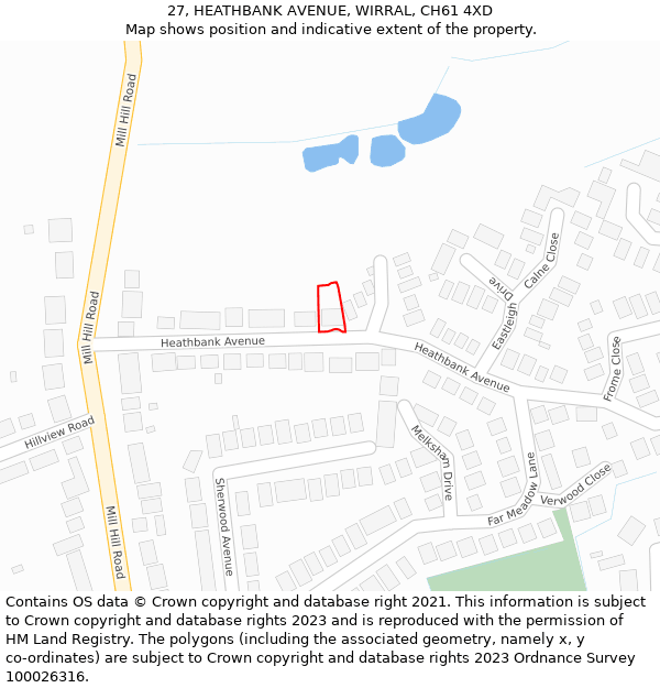 27, HEATHBANK AVENUE, WIRRAL, CH61 4XD: Location map and indicative extent of plot