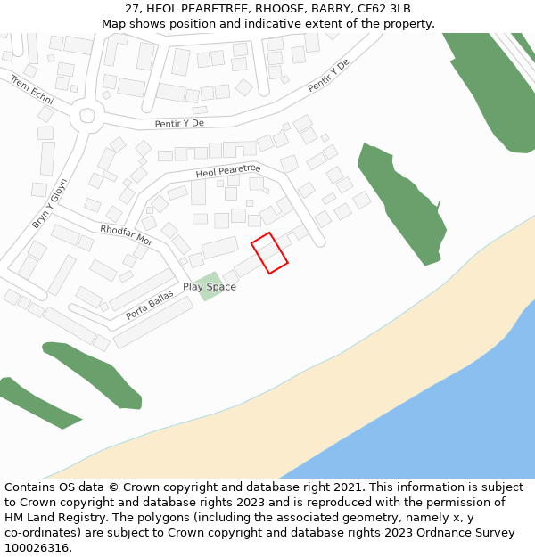 27, HEOL PEARETREE, RHOOSE, BARRY, CF62 3LB: Location map and indicative extent of plot