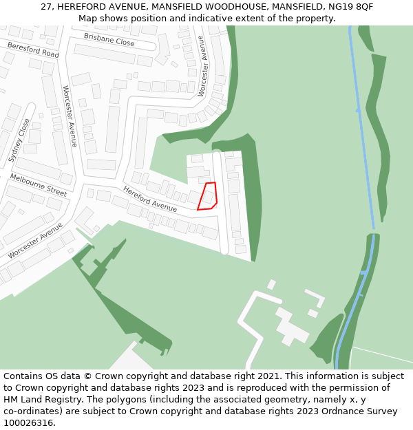 27, HEREFORD AVENUE, MANSFIELD WOODHOUSE, MANSFIELD, NG19 8QF: Location map and indicative extent of plot