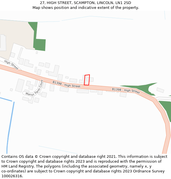 27, HIGH STREET, SCAMPTON, LINCOLN, LN1 2SD: Location map and indicative extent of plot