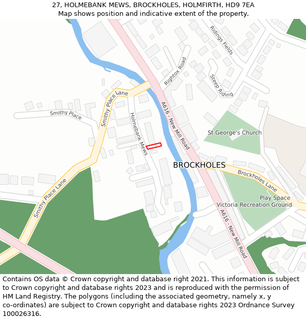 27, HOLMEBANK MEWS, BROCKHOLES, HOLMFIRTH, HD9 7EA: Location map and indicative extent of plot