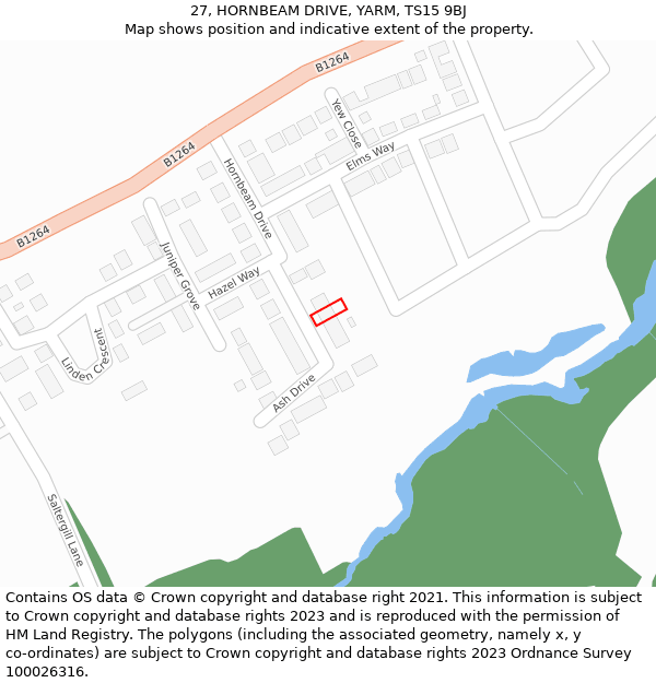 27, HORNBEAM DRIVE, YARM, TS15 9BJ: Location map and indicative extent of plot