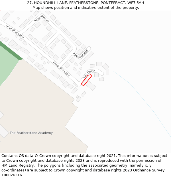 27, HOUNDHILL LANE, FEATHERSTONE, PONTEFRACT, WF7 5AH: Location map and indicative extent of plot