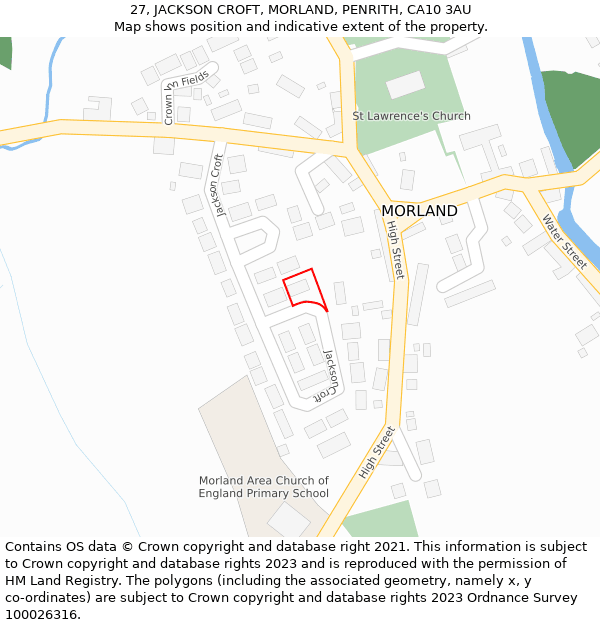 27, JACKSON CROFT, MORLAND, PENRITH, CA10 3AU: Location map and indicative extent of plot