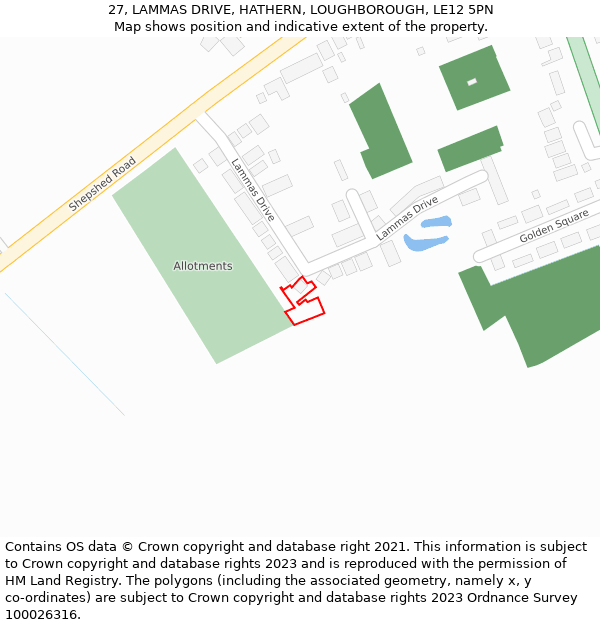 27, LAMMAS DRIVE, HATHERN, LOUGHBOROUGH, LE12 5PN: Location map and indicative extent of plot