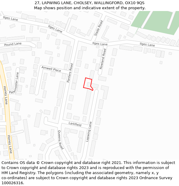 27, LAPWING LANE, CHOLSEY, WALLINGFORD, OX10 9QS: Location map and indicative extent of plot