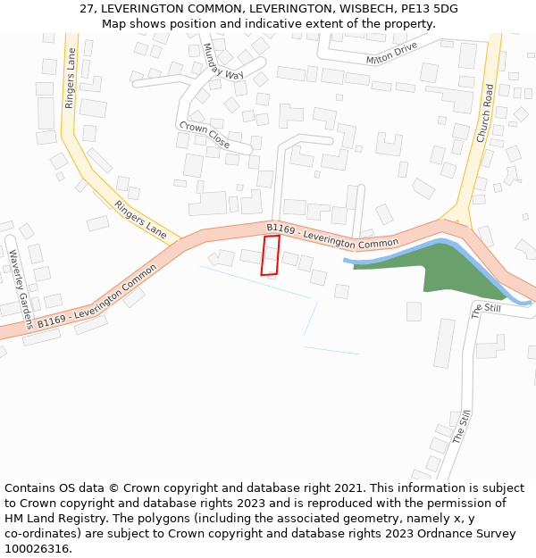 27, LEVERINGTON COMMON, LEVERINGTON, WISBECH, PE13 5DG: Location map and indicative extent of plot