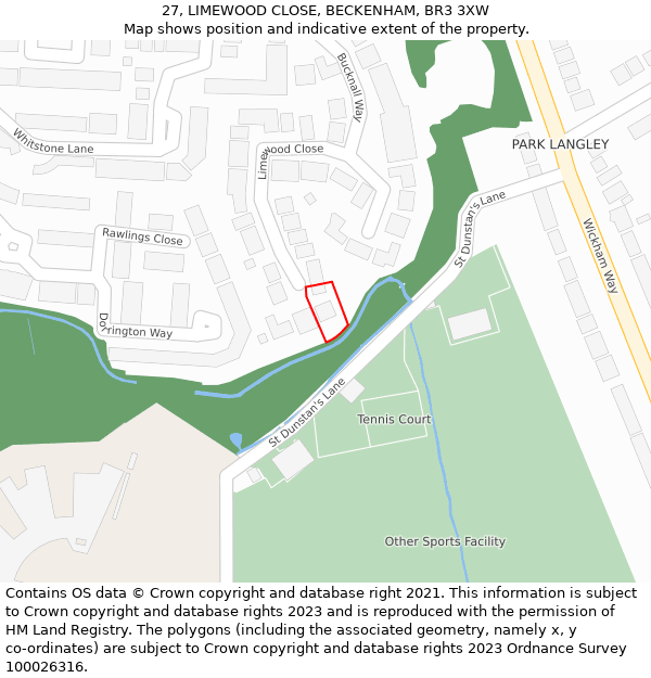 27, LIMEWOOD CLOSE, BECKENHAM, BR3 3XW: Location map and indicative extent of plot