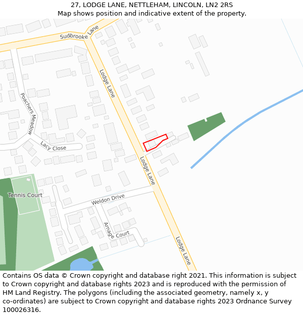 27, LODGE LANE, NETTLEHAM, LINCOLN, LN2 2RS: Location map and indicative extent of plot