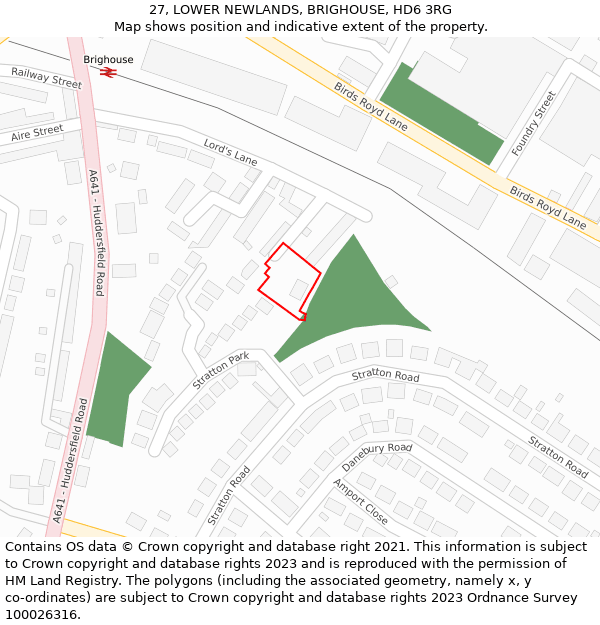 27, LOWER NEWLANDS, BRIGHOUSE, HD6 3RG: Location map and indicative extent of plot