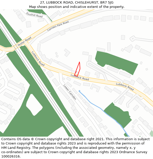 27, LUBBOCK ROAD, CHISLEHURST, BR7 5JG: Location map and indicative extent of plot