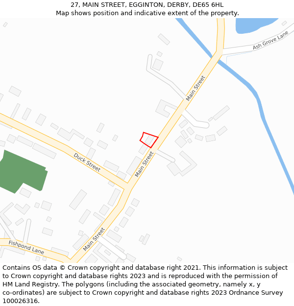 27, MAIN STREET, EGGINTON, DERBY, DE65 6HL: Location map and indicative extent of plot