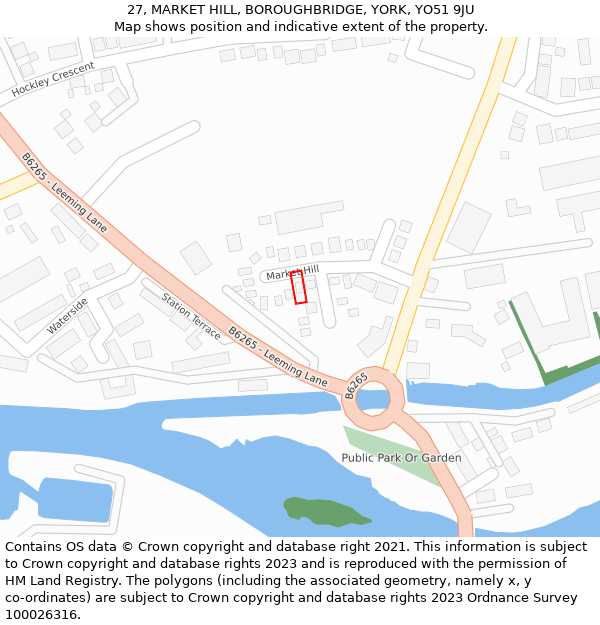 27, MARKET HILL, BOROUGHBRIDGE, YORK, YO51 9JU: Location map and indicative extent of plot