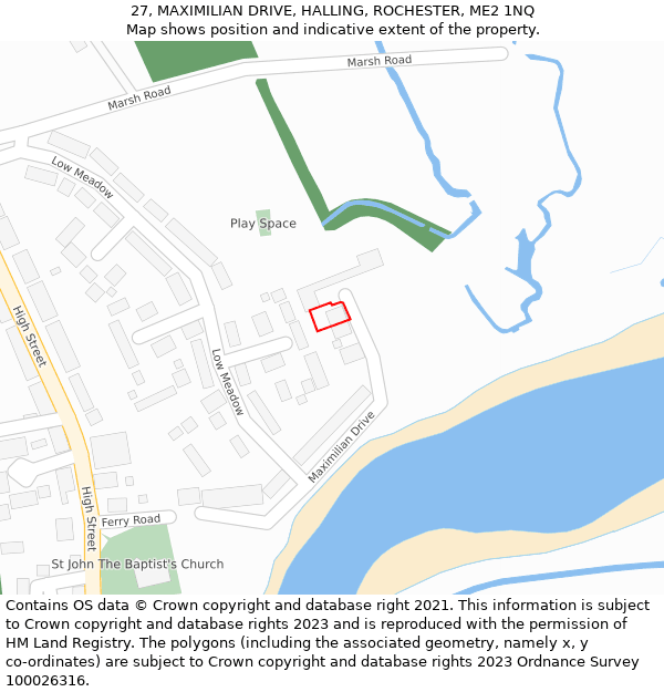 27, MAXIMILIAN DRIVE, HALLING, ROCHESTER, ME2 1NQ: Location map and indicative extent of plot