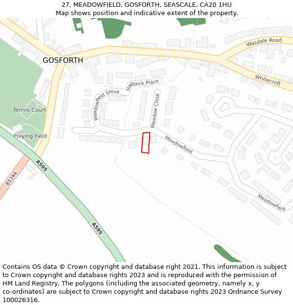27, MEADOWFIELD, GOSFORTH, SEASCALE, CA20 1HU: Location map and indicative extent of plot