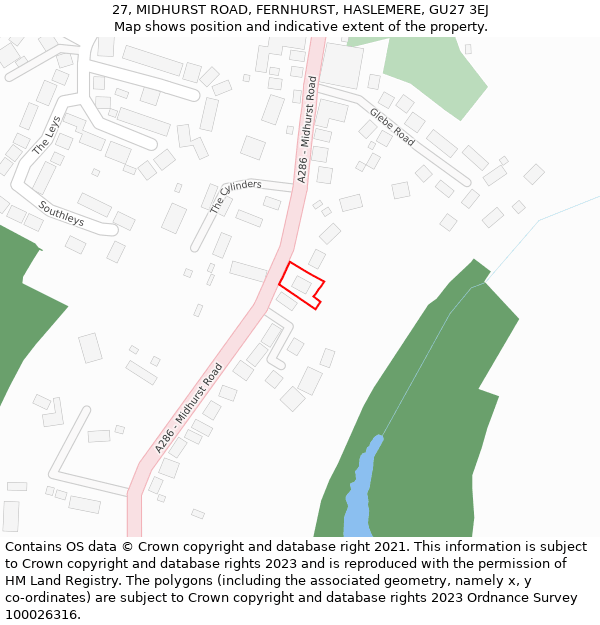 27, MIDHURST ROAD, FERNHURST, HASLEMERE, GU27 3EJ: Location map and indicative extent of plot