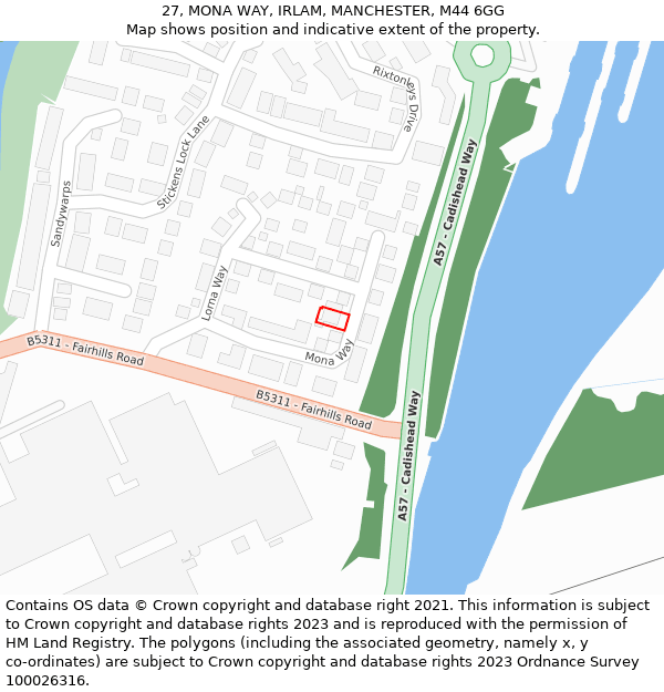 27, MONA WAY, IRLAM, MANCHESTER, M44 6GG: Location map and indicative extent of plot