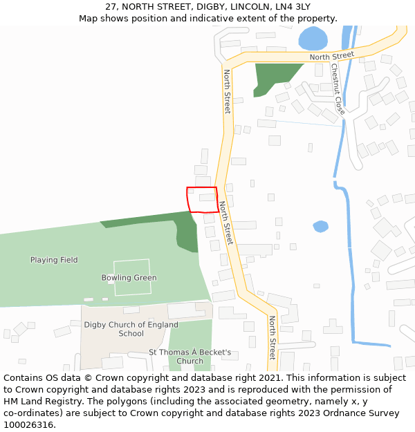 27, NORTH STREET, DIGBY, LINCOLN, LN4 3LY: Location map and indicative extent of plot