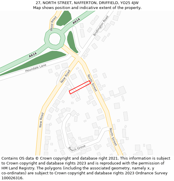 27, NORTH STREET, NAFFERTON, DRIFFIELD, YO25 4JW: Location map and indicative extent of plot