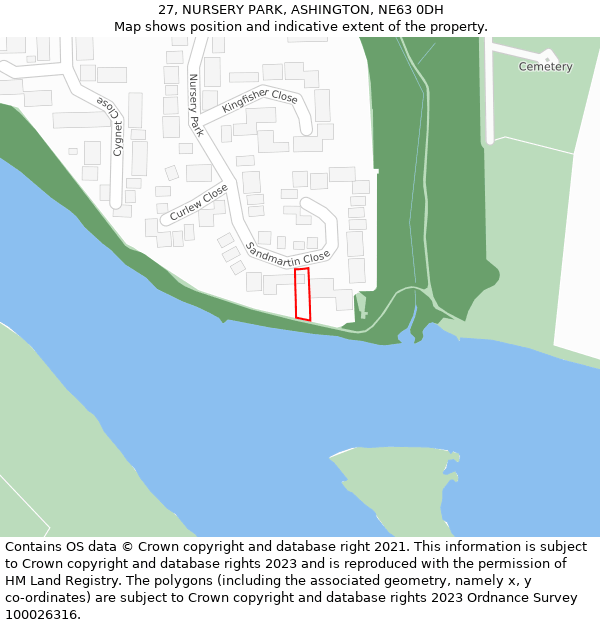 27, NURSERY PARK, ASHINGTON, NE63 0DH: Location map and indicative extent of plot