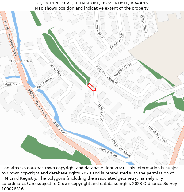 27, OGDEN DRIVE, HELMSHORE, ROSSENDALE, BB4 4NN: Location map and indicative extent of plot