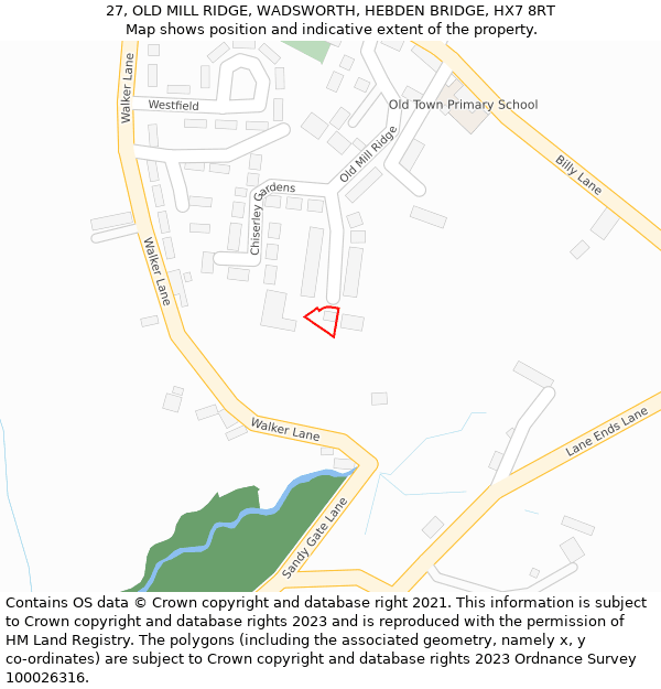 27, OLD MILL RIDGE, WADSWORTH, HEBDEN BRIDGE, HX7 8RT: Location map and indicative extent of plot
