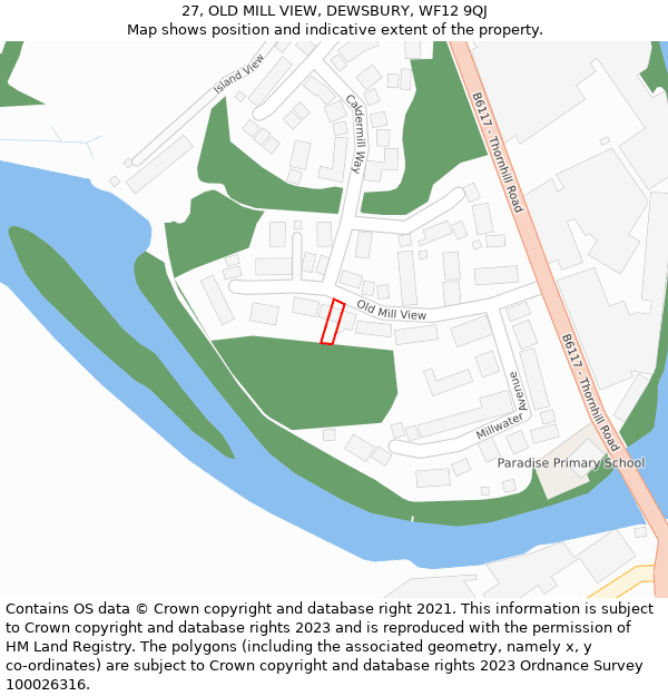 27, OLD MILL VIEW, DEWSBURY, WF12 9QJ: Location map and indicative extent of plot