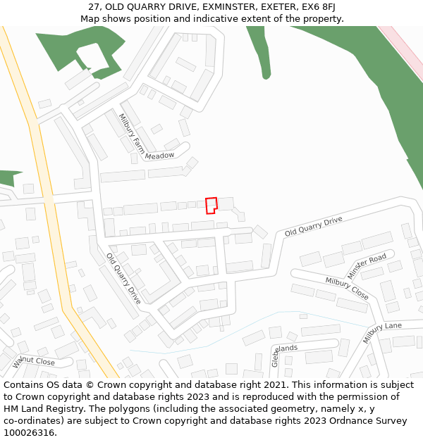 27, OLD QUARRY DRIVE, EXMINSTER, EXETER, EX6 8FJ: Location map and indicative extent of plot