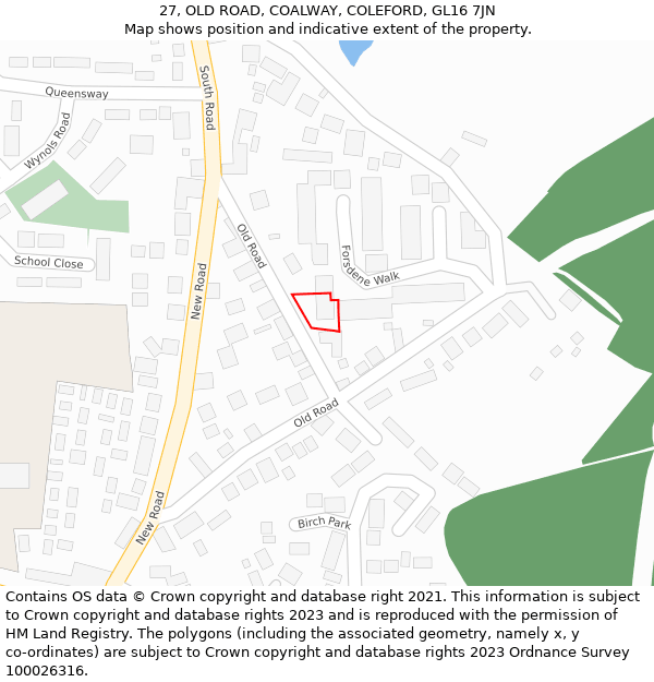 27, OLD ROAD, COALWAY, COLEFORD, GL16 7JN: Location map and indicative extent of plot