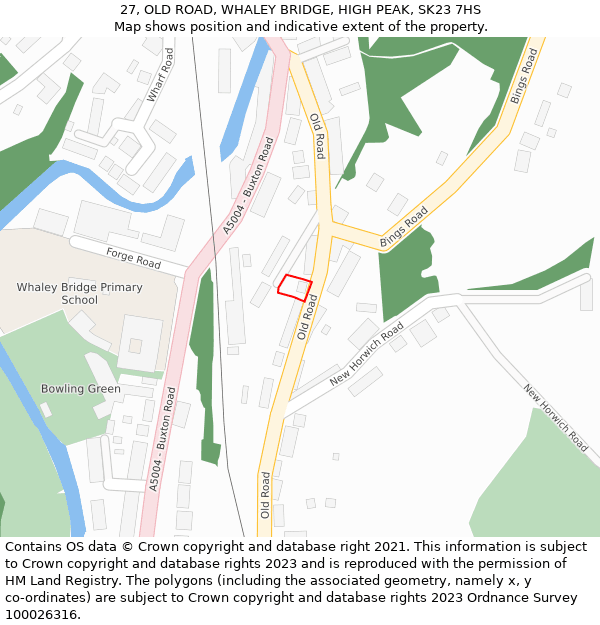 27, OLD ROAD, WHALEY BRIDGE, HIGH PEAK, SK23 7HS: Location map and indicative extent of plot