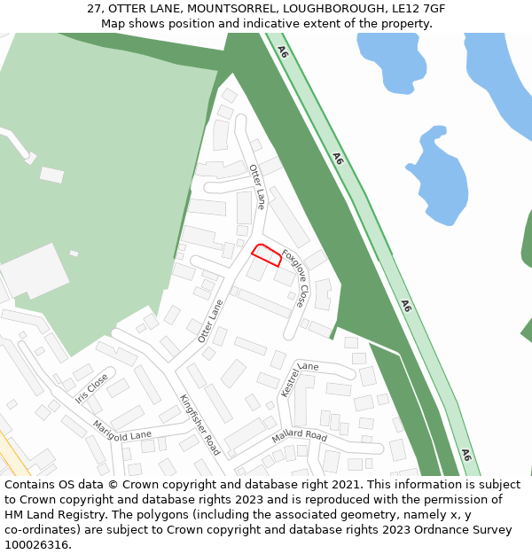 27, OTTER LANE, MOUNTSORREL, LOUGHBOROUGH, LE12 7GF: Location map and indicative extent of plot