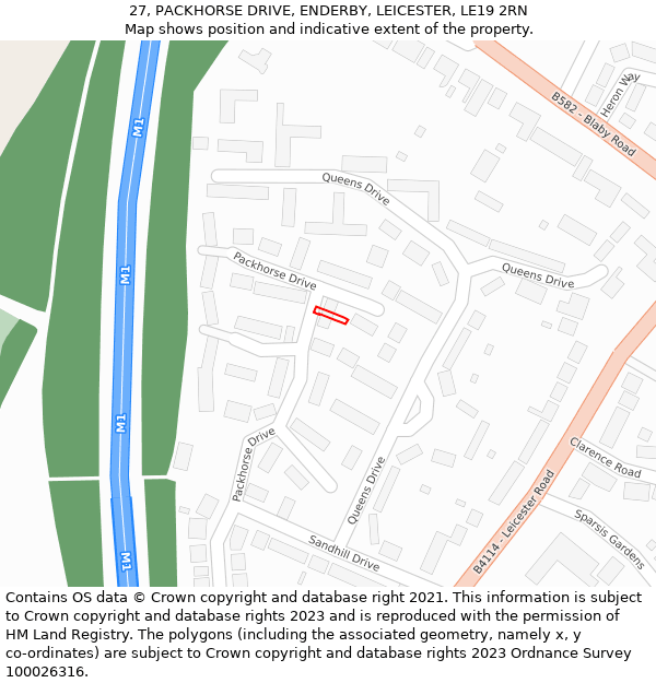 27, PACKHORSE DRIVE, ENDERBY, LEICESTER, LE19 2RN: Location map and indicative extent of plot