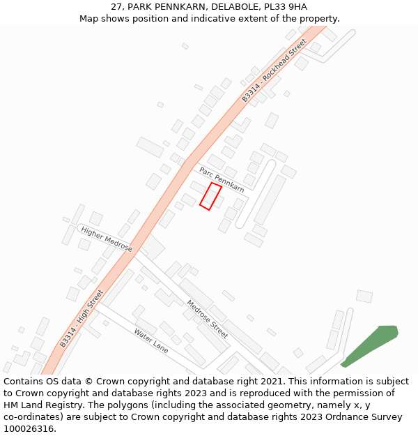 27, PARK PENNKARN, DELABOLE, PL33 9HA: Location map and indicative extent of plot